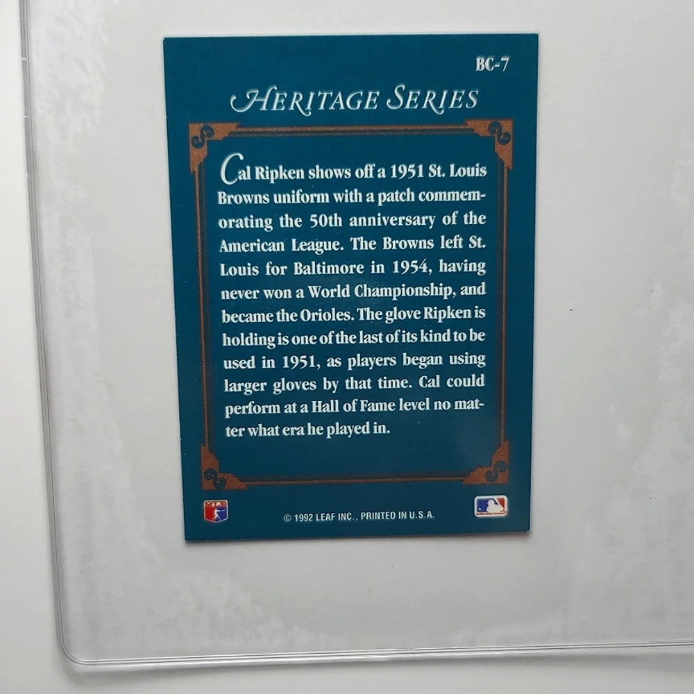 MLB Cal Ripken, Jr. Card - Picture 2 of 4